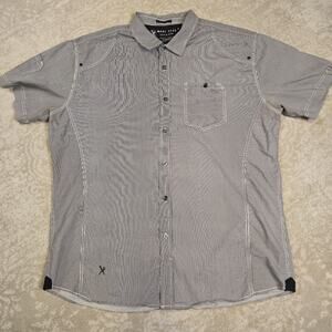 Marc Ecko Cut & Sew Mens Shirt Sz 2 XL Short Sleeves Black White Striped